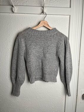 Dynamite Heather Gray Ribbed Crewneck Sweater